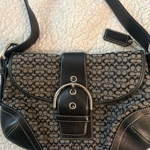 Vintage Coach Black and Gray Patterned Shoulder Bag vintage